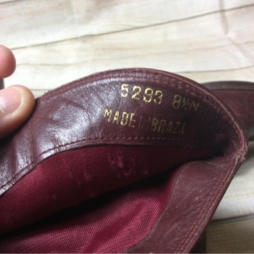 Etienne Aigner Burgundy Leather Heeled Boots - Picture 10 of 10